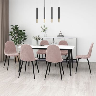 vidaXL Chaises à manger lot de 6 rose velours