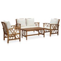 vidaXL Salon de jardin 4 pcs avec coussins Bois d'acacia solide