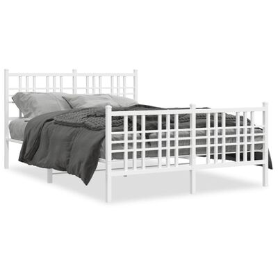 vidaXL Cadre de lit métal sans matelas et pied de lit blanc 140x200 cm