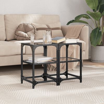 vidaXL Tables basses avec dessus en verre noir 2 pcs 30x30x45 cm acier