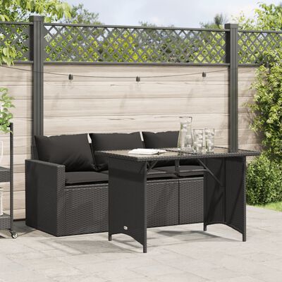 vidaXL Ensemble à manger de jardin coussins 2pcs noir résine tressée