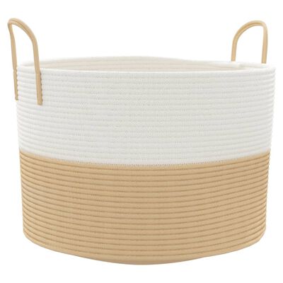 vidaXL Panier de rangement beige et blanc Ø51x33 cm coton