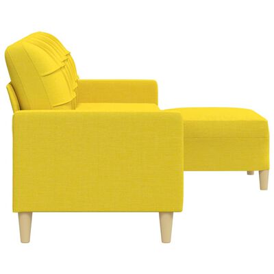 vidaXL Canapé à 3 places avec repose-pieds Jaune clair 210 cm Tissu