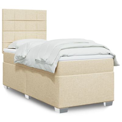 vidaXL Sommier à lattes de lit avec matelas Crème 90x200 cm Tissu