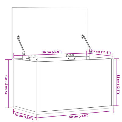 vidaXL Boîte de rangement chêne fumé 60x35x35 cm bois d'ingénierie