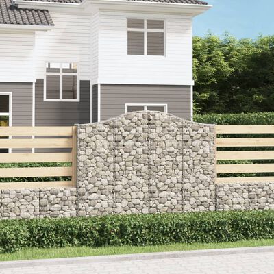 vidaXL Paniers à gabions arqués 2 pcs 200x30x160/180 cm Fer galvanisé