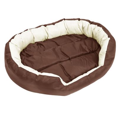 vidaXL Coussin réversible lavable de chien Marron et crème 110x80x23cm