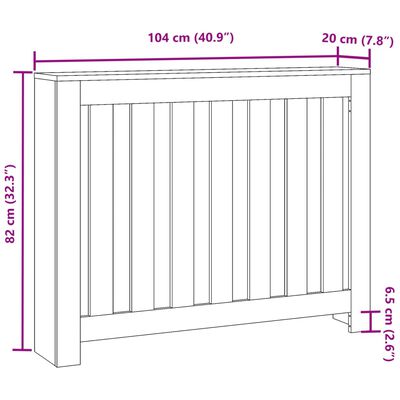 vidaXL Cache-radiateur chêne marron 104x20x82 cm bois d'ingénierie