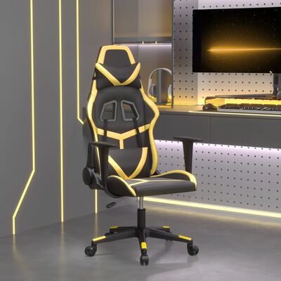 vidaXL Chaise de jeu de massage Noir et doré Similicuir