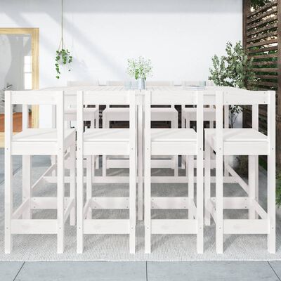 vidaXL Ensemble de bar de jardin 9 pcs blanc bois de pin massif