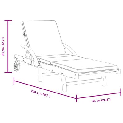 vidaXL Chaises longues lot de 2 avec coussins 200x68x83 cm bois acacia