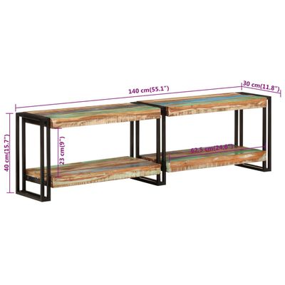 vidaXL Meuble TV 140x30x40 cm bois massif de récupération