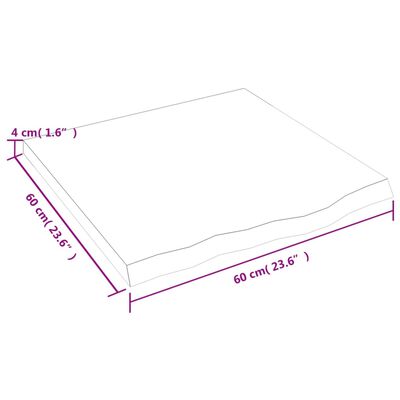 vidaXL Dessus de table 60x60x(2-4) cm bois de chêne massif non traité