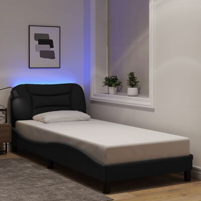 vidaXL Cadre de lit avec lumières LED noir 80x200 cm tissu