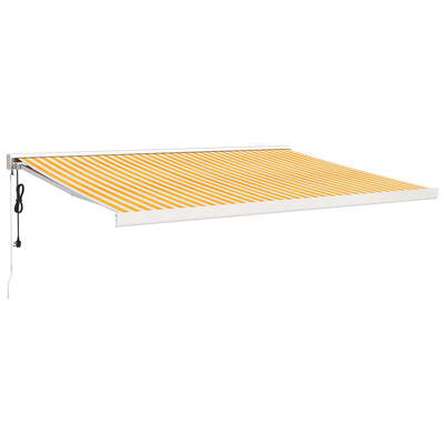 vidaXL Auvent rétractable jaune et blanc 4x3 m tissu et aluminium