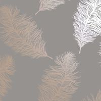 DUTCH WALLCOVERINGS Papier peint Fawning Feather Gris et doré rose