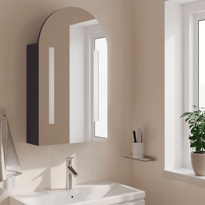 vidaXL Armoire de bain à miroir avec LED arquée gris 42x13x70 cm