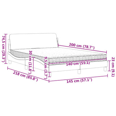 vidaXL Lit avec matelas marron 140x200 cm similicuir