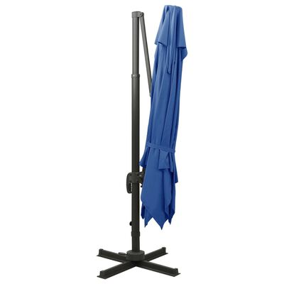 vidaXL Parasol de jardin en porte-à-faux avec double toit bleu azur