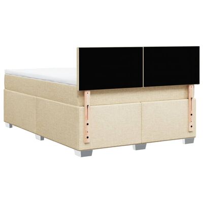 vidaXL Sommier à lattes de lit avec matelas Crème 160x200 cm Tissu