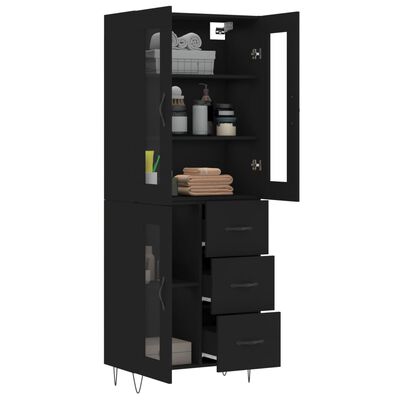 vidaXL Buffet haut Noir 69,5x34x180 cm Bois d'ingénierie