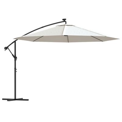 vidaXL Parasol de jardin en porte-à-feux et lumières LED mât en métal