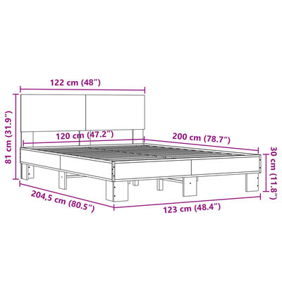 vidaXL Cadre de lit sans matelas chêne marron 120x200 cm