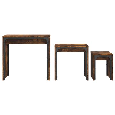 vidaXL Tables basses gigognes 3 pcs chêne fumé bois d'ingénierie