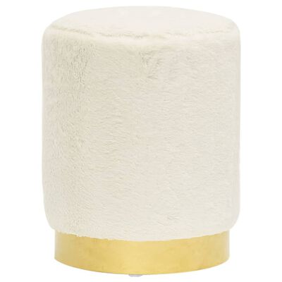 vidaXL Tabouret rond Blanc Peluche