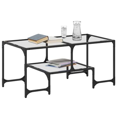 vidaXL Table basse avec dessus en verre transparent 98,5x50x45cm acier