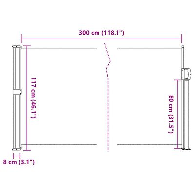 vidaXL Auvent latéral rétractable beige 117x300 cm