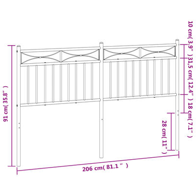 vidaXL Tête de lit métal noir 200 cm