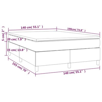 vidaXL Sommier à lattes de lit avec matelas Gris foncé 140x190cm Tissu