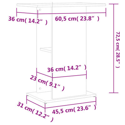 vidaXL Support pour aquarium chêne sonoma 60,5x36x72,5 cm