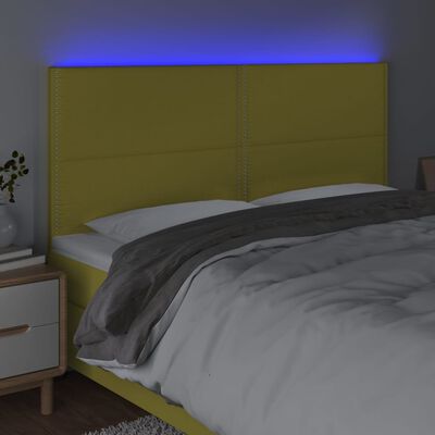 vidaXL Tête de lit à LED Vert 160x5x118/128 cm Tissu