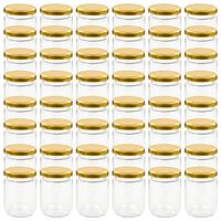 vidaXL 48 pcs Pots à confiture avec couvercle doré Verre 230 ml