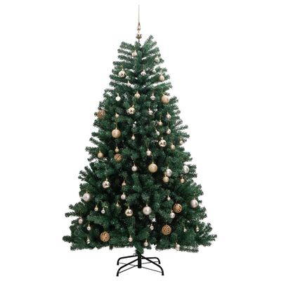 vidaXL Sapin de Noël artificiel articulé 300 LED et boules 240 cm