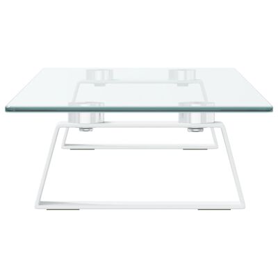 vidaXL Support de moniteur blanc 60x20x8 cm verre trempé et métal