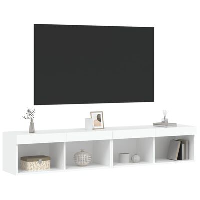 vidaXL Meubles TV avec lumières LED 2 pcs blanc 80x30x30 cm