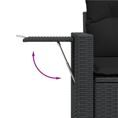 vidaXL Salon de jardin 8 pcs avec coussins noir résine tressée