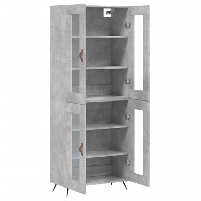 vidaXL Buffet haut Gris béton 69,5x34x180 cm Bois d'ingénierie