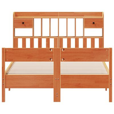 vidaXL Lit bibliothèque sans matelas cire marron 140x190 cm pin massif