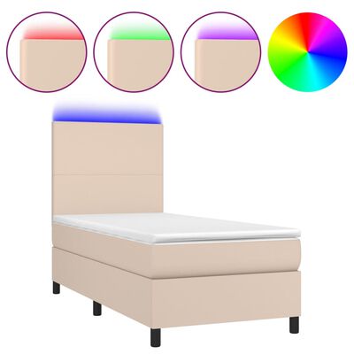 vidaXL Sommier à lattes de lit avec matelas et LED Cappuccino 80x200cm