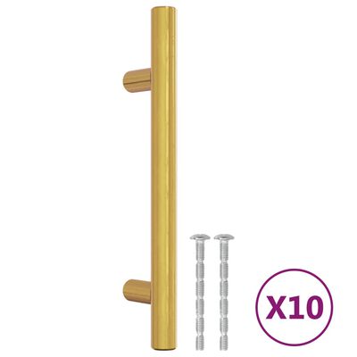 vidaXL Poignées d'armoire 10 pcs doré 96 mm acier inoxydable