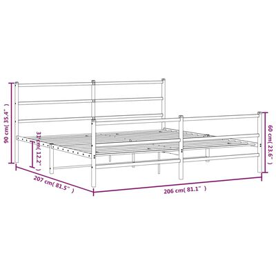 vidaXL Cadre de lit métal sans matelas avec pied de lit noir 200x200cm