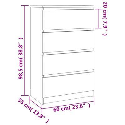 vidaXL Buffet Gris béton 60x35x98,5 cm Bois d'ingénierie