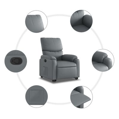 vidaXL Fauteuil inclinable Gris Similicuir