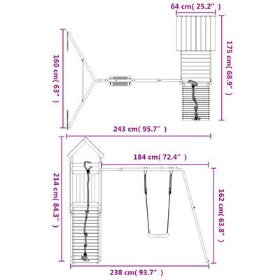 vidaXL Aire de jeux d'extérieur bois de pin imprégné