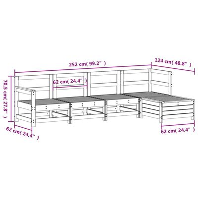 vidaXL Salon de jardin 5 pcs bois de pin imprégné