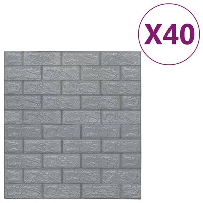 vidaXL Papier peint 3D autoadhésif Briques 40 pcs Anthracite